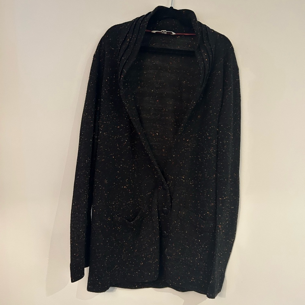 Elegant Black Speckled Women's Cardigan